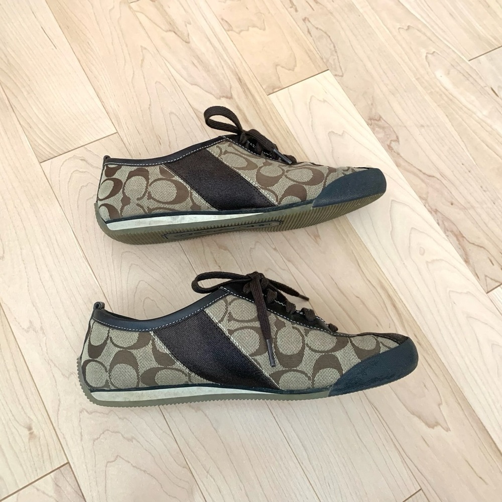 Coach Brown Signature Canvas Lace-Up Sneakers size 8.5W - Picture 11 of 15